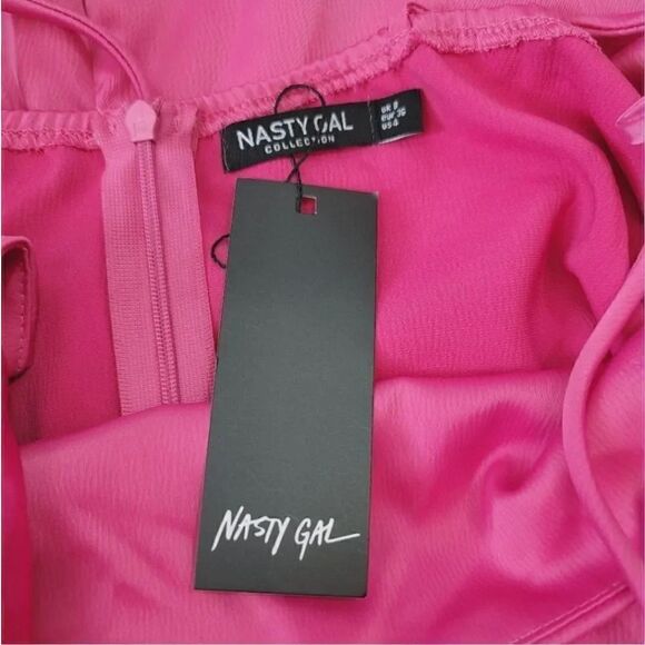 NEW Nasty Gal Ruched Satin Mini Dress in Pink Size 4 - Picture 11 of 16